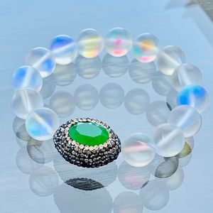 🌈✨Iridescent Bead and Marcasite Bracelet ✨🌈